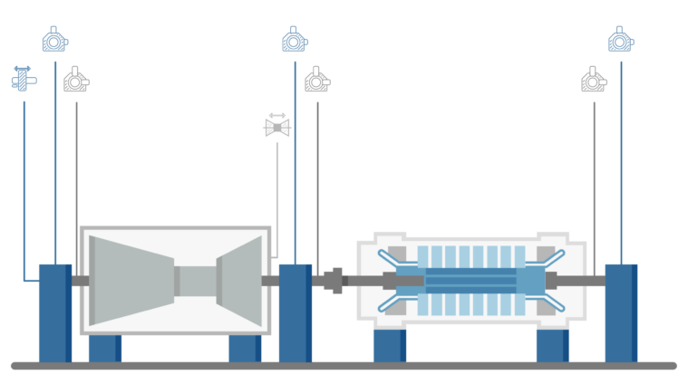 Gas and Steam turbine & Sensors@2x Gas and steam tubine illustration with sensors location