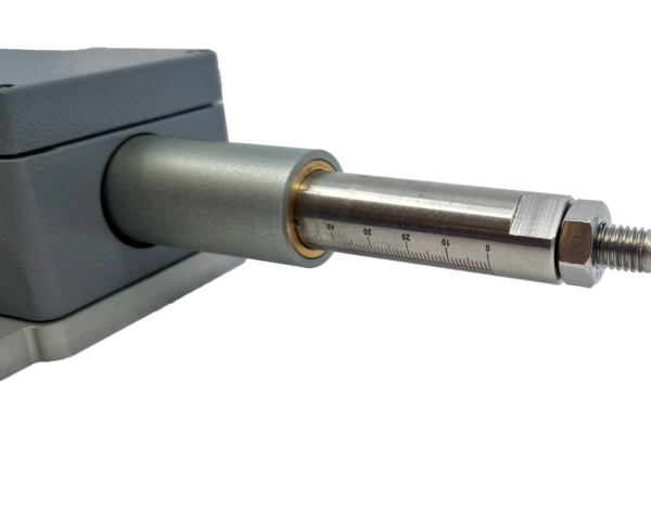 HEP-100 Measuring Rod Detail — MC-monitoring Housing Expansion Probe Close-up of HEP-100 measuring rod with graduated scale and stainless steel tip for housing expansion monitoring