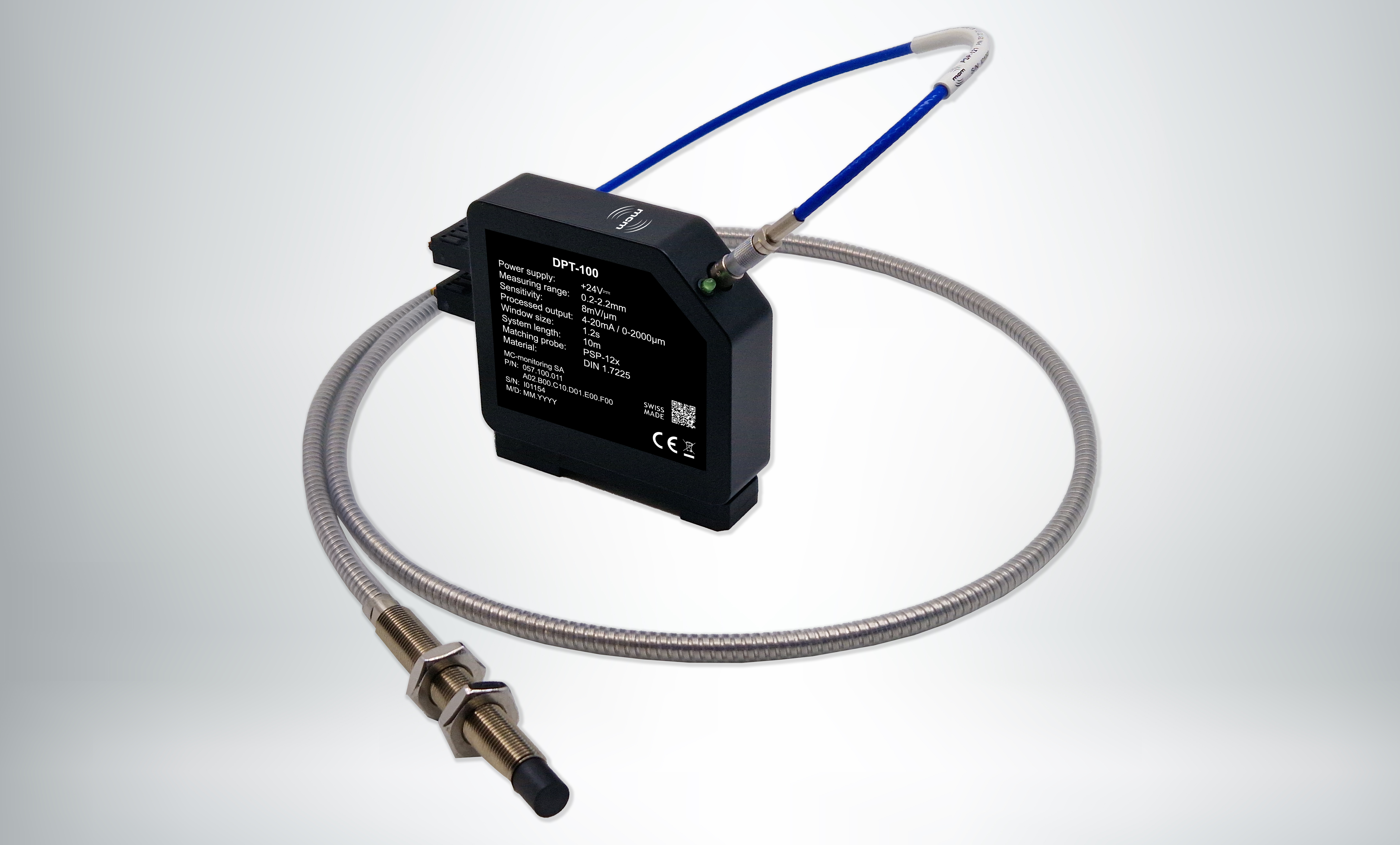 Smart Proximity System with DPT-100 transmitter, armored probe, and coaxial connection cable