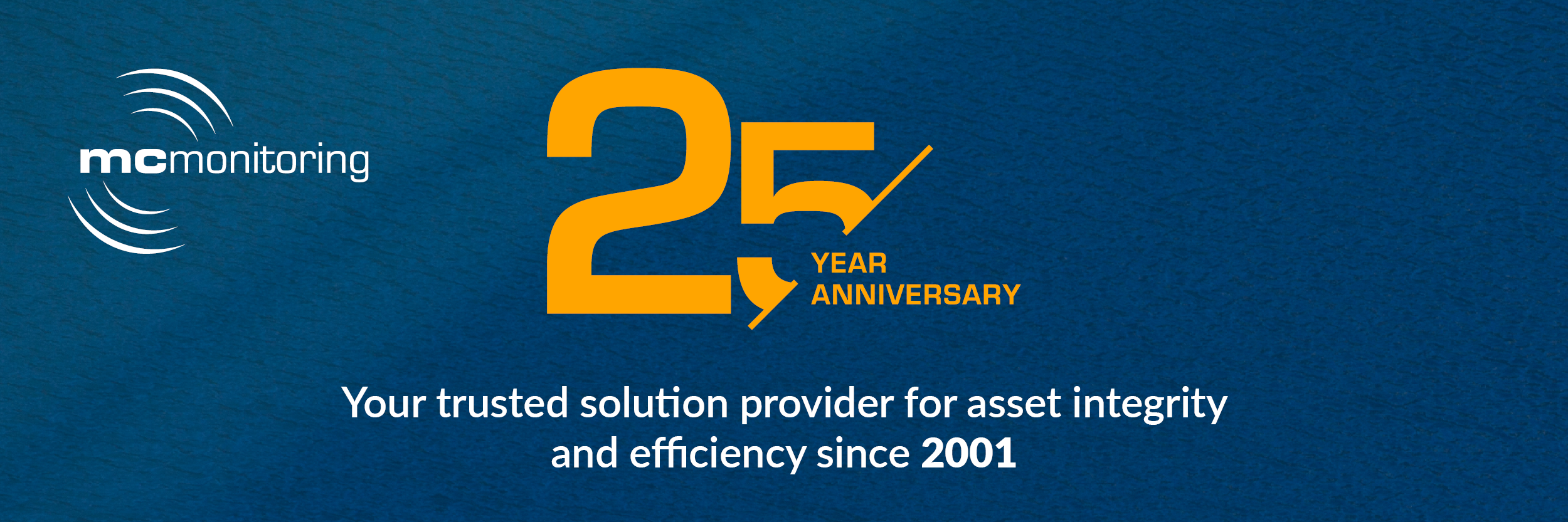 Celebrating 25 years of MC-monitoring, 2001 to 2026 anniversary banner